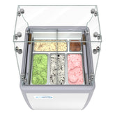 26 in. 5-Pan Gelato Dipping Cabinet Display Freezer with Sliding Glass Door and Sneeze Guard, 6 cu. ft. (KM-GDC-26SD-FG)
